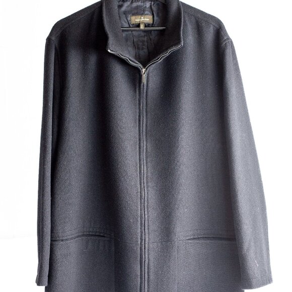Gentlemens Ermenegildo Zegna Wool Black Zip Coat SZ XL/54